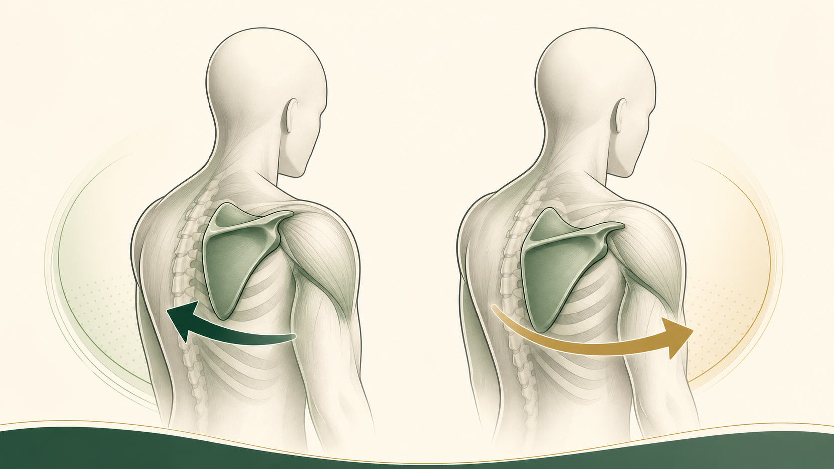 Original educational illustration showing shoulder blade retraction and protraction