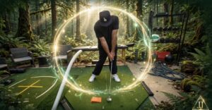 James Jordan demonstrates golf swing low point awareness with an illuminated swing arc.