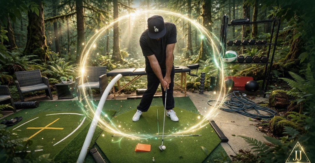 James Jordan demonstrates golf swing low point awareness with an illuminated swing arc.